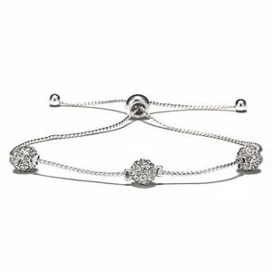 Swarovski Crystal Fireball Slider Bracelet Sterling Silver Overlay